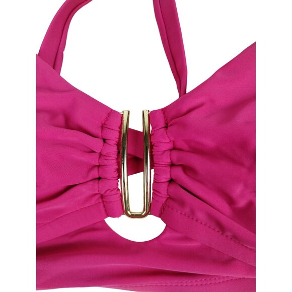 Time and Tru Womens 3X Ruched U Wire Bikini Top Summer Fuchsia - Picture 4 of 8